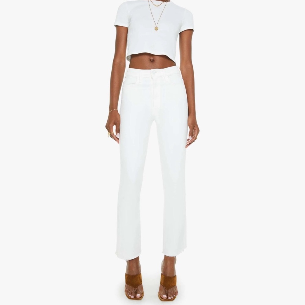 MOTHER hustler ankle white jean 27